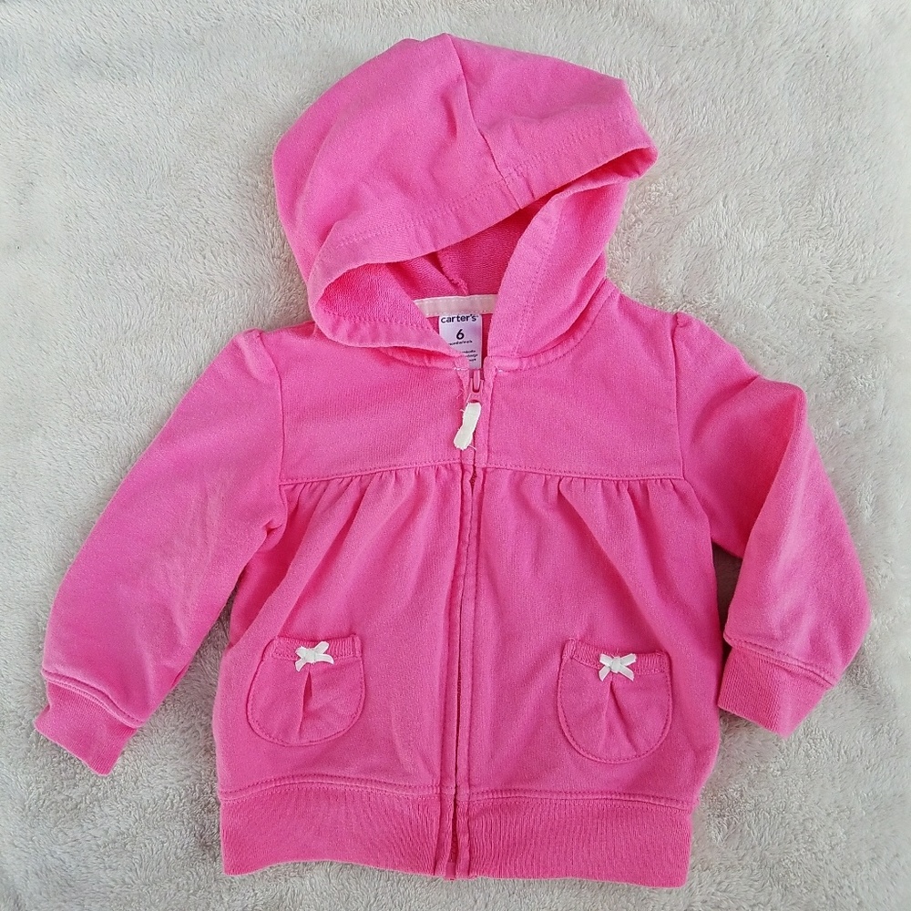 Girl's Pink Ruched Hoodie Jacket Velvet Bows